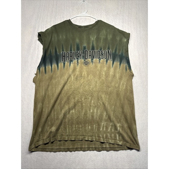 Harley-Davidson Other - Harley-Davidson Gillette Wyoming Tie Dye Muscle Tee Mens 2XL Green R.K. Stratman